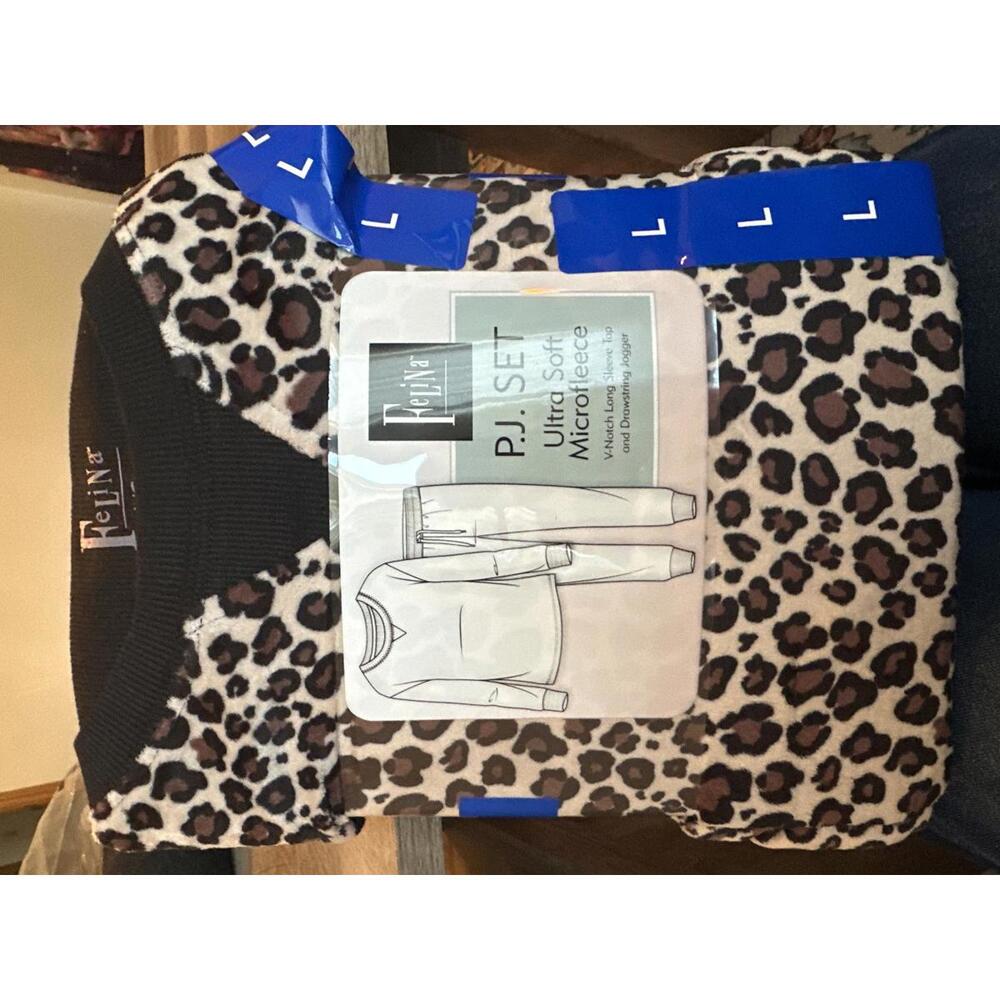 Felina Ultra Soft Microfleece PJs Leopard Print, Size Large